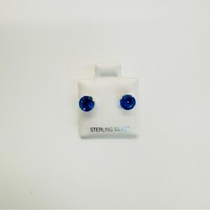 Brand New 6mm Cobalt Blue Round CZ 925 Sterling Silver Earrings